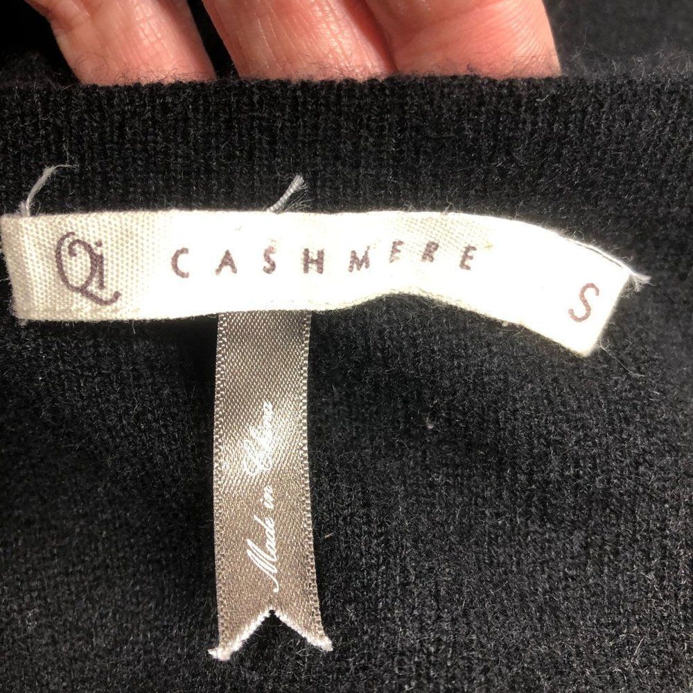 Qi Cashmere Black Zip Front Cardigan Sweater Womens Size S Small - Picture 7 of 8